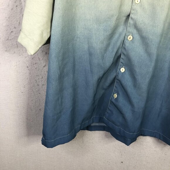 Motorcycle Pinup Shirt Mens XL Green Blue Ombre Button Front Camp Biker J/E/T - Picture 5 of 16